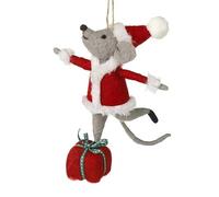 Decorative Felt Mouse Christmas Ornament, Santa Outfit, 12.5 x 9 x 15 cm