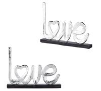 Decorative Figure Set of 2 Boho Vintage Oriental Aluminium Silver 28cm