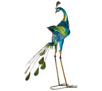Beliani Garden Statue Peacock Blue