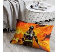 Decorative Firefighter Fireman Flame Lumbar Throw Pillow Covers 8x12 with Hidden Zipper Outdoor Couch Pillow Cases for Sofa Bed Living Room Garden Plush Pillowcase Farmhouse Cushion Case Home Decor