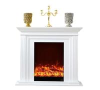Decorative fireplace Freestanding Electric Fireplace, Modern White Decorative with Oak Mantel, Realistic Flame, Remote Control(Small)