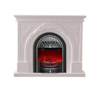 Decorative Fireplace Traditional Style Electric Fireplace with Mantel, Birdcage Shaped Heater Core and 3D Realistic Flame(Silver)