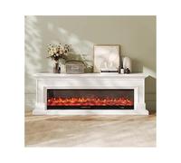 Decorative Fireplaces French Style Fireplace TV Stand, Modern Entertainment Center Decorative Cabinet with LED Electric Fireplaces, Low Noise(White,Small)