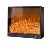 Decorative Fireplaces Recessed Electric Fireplace, LED Decor Fireplace Insert, 4 Flame Brightness, Low Noise, Black(Small)