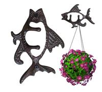 Decorative Fish Wall Mount - Cast Iron 17.5 x 12 cm, Heavy Duty Decorative Hanger Vintage Design | Flying Fish Metal Wall Hook, Rustic Black Farmhouse | For Keys, Handbag