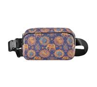 Decorative Fish Women Men Teens Fashion Waist Bag Fanny Pack for Travel Running Hiking, Colorful Elephants Decorated Mandala, One Size