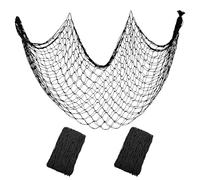 Decorative Fishing Net 80x40 Inch, Patioland 2 Pack Large Black Picture Fish Net, Wall Photo Hanging Fishnet for Nautical Mermaid Pirate Ocean Themed Hawaii Beach Under The Sea Party Decorations