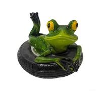 Decorative Floating Frog Sculpture for Garden and Pond Resin Material Statue Adds Unique Touch to Outdoor Courtyard and Patio (The Tire Frog)