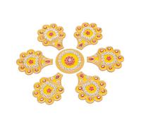 Decorative Floor Rangoli Designer Reusable Small Rangoli Acrylic Rangoli Indian Traditional Festival Laxmi Poojan Diwali Decorations Home Decor for Home Interior Floor and Gifting (Size:- 7")(Yellow)