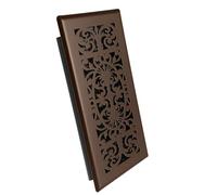 Decorative Floor Vent Register 4x10 - Brown Metal Victorian Scroll Design Floor Register Cover with Adjustable Damper - Easy Drop-in Installation for Home Heat and AC Vents