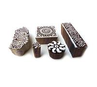 Decorative Floral and Assorted Pattern Wooden Printing Blocks (Set of 5)
