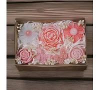 Decorative Floral Candle Gift Set, Pink and White Roses, Handmade Luxury Home Decor, Valentine, Wedding, Birthday Candle