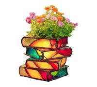 Decorative Flower Pot - Book Style Container, Carved Floral Stand, Suitable for Various Functions | Green Accent Scenery Table Balcony Desk Patio Indoor Home Styling Good Fat