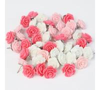 Decorative Flower Push Pins Colorful Thumb Tacks for Cork Board Wall Map Photo Bulletin Board Office Plastic Drawing Pins with Storage Box 30 50 Pcs (50)