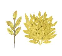 Decorative Flowers Christmas Glitter Leaves Gold Leaf Picks Spray Tree Picks Giltter For Christmas Tree DIY Xmas Wreath Garland Vase Fillers 10PCS Faux Flower Bouquet (Yellow, One Size)