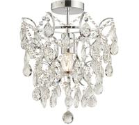 Decorative Flush Bathroom Ceiling Light Fitting - Clear Glass Crystal Details