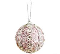 Decorative Foam Ball with Glitter, Pearls, and Sequins for Seasonal Hanging on Trees and Windows, Lightweight and Holiday Accent (C)