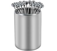 Decorative Food Picks - Multi-Purpose Set, Metal Appetizer Toothpicks, Portable Stainless Steel Cocktail Stick Kit with Storage Case for Preloads, Sandwich, Bartender Serving Use