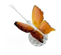 Decorative For Crystal Butterfly Figurine K9 Glass Paperweight Suitable for Wedding and Home Use with Handmade Fine Craft (Amber)