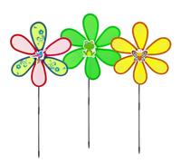 Decorative for Outdoor - 3 Piece Windmill with Hummingbirds, Frogs and Butterflies | Anti - Rust Resistant Wind Spinner Decoration with Stake for Lawn, Terrace and C