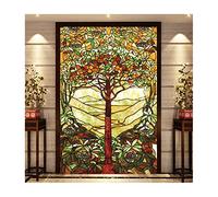 Decorative Frosted Window Film Self Adhesive,Retro Church Stained Glass Window Sticker,Bedroom Living Room Office Privacy Film for Glass Windows,Q,120x120cm(47"x47")
