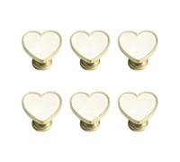Decorative Furniture Knob Set of 6 Heart Cabinet, Shell White | Single Hole Heart Drawer Knob for Drawers Nightstand Cabinets Doors, Decorative Furniture Hardware