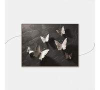 Decorative Fuse Box Cover - Black and White Butterfly Design, Minimalist Art, Easy Installation, for Living Room, Bedroom F L-35x45cm