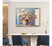 Decorative Fuse Box Cover with 3D Flowers, Hand-painted Oil Painting Design, Sliding Protective Lid for Wall Hidden Circuit Breaker Box