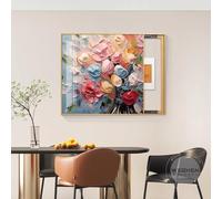 Decorative Fuse Box Cover with 3D Flowers, Hand-painted Oil Painting Design, Sliding Protective Lid for Wall Hidden Circuit Breaker Box