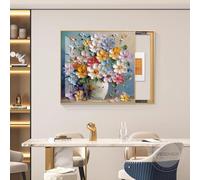 Decorative Fuse Box Cover with 3D Flowers, Hand-painted Oil Painting Design, Sliding Protective Lid for Wall Hidden Circuit Breaker Box