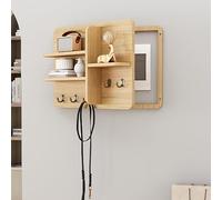 Decorative Fuse Box Covers, Hide Electrical Panel Decoration Wall Mounted, Wooden with Shelf & Hooks, Adapts to Different Interior Decoration Styles(Wood,60 * 50cm/24 * 20in)