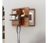 Decorative Fuse Box Covers, Hide Electrical Panel Decoration Wall Mounted, Wooden with Shelf & Hooks, Adapts to Different Interior Decoration Styles(Brown,60 * 50cm/24 * 20in)