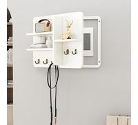 Decorative Fuse Box Covers, Hide Electrical Panel Decoration Wall Mounted, Wooden with Shelf & Hooks, Adapts to Different Interior Decoration Styles(White 1,50 * 40cm/20 * 16in)