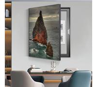 Decorative Fuse Box Covers, Hide Meter Box Decorative Painting, Indoor Electrical Meter Cover Fuse Box Cover Cabinet, Flip - Up Meter Switch Box(Black C,45x55cm/17.7x21.7in)