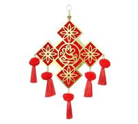 Decorative Ganesha Hanging Door MDF Wooden Square Ganesh Bandanwar Door Hanging Toran Indian Traditional New year Decorations Handcrafted Valance Showpiece for Home Décor(Size:-14"X10")(Red,Golden)