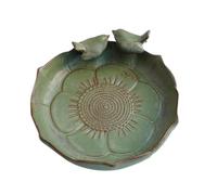 Decorative Garden Bird Bath - 25.5cm Round Stoneware Plate, Multifunctional Fruit Holder, Key Tray | Backyard, Balcony, Yard, Landscaping, Decoration, Handmade, Vintage Style