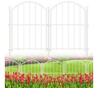 Decorative Garden Fence 17in x10ft, 10 Pack Rustproof Metal No Dig Fence Animal Barrier for Dog, Arched Flower Bed Edging Ornamental Wire Border Panel Fencing for Yard Patio Outdoor Decor White