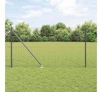 Decorative Garden Fence Border, Fence with Posts Grey 1 x 10 m Steel