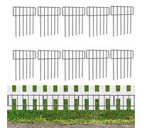 Decorative Garden Fence for Dogs 20 Pack High 17 inch Metal Wire Border Fence No Dig Easy Install Black Color Ideal for Small to Medium Sized Dogs.