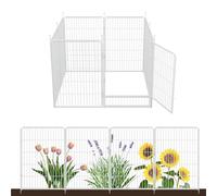 Decorative Garden Fence with Gate 100 cm(H) x 5.4 m(L) 8 Panels, Heavy Duty Metal Animal Barrier Fence for Yard, Flower Bed Fencing, Garden Border Fences, Easy Set Up, White