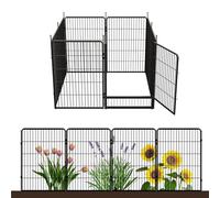 Decorative Garden Fence with Gate 100 cm(H) x 5.4 m(L) 8 Panels, Heavy Duty Metal Animal Barrier Fence for Yard, Flower Bed Fencing, Garden Border Fences, Easy Set Up, Black
