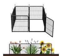 Decorative Garden Fence with Gate 60 cm(H) x 4.5 m(L) 8 Panels, Heavy Duty Metal Animal Barrier Fence for Yard, Flower Bed Fencing, Garden Border Fences, Easy Set Up, Black