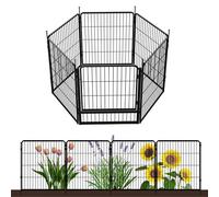 Decorative Garden Fence with Gate 80 cm(H) x 4.1 m(L) 6 Panels, Heavy Duty Metal Animal Barrier Fence for Yard, Flower Bed Fencing, Garden Border Fences, Easy Set Up, Black
