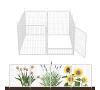 Decorative Garden Fence with Gate 80 cm(H) x 5.4 m(L) 8 Panels, Heavy Duty Metal Animal Barrier Fence for Yard, Flower Bed Fencing, Garden Border Fences, Easy Set Up, White