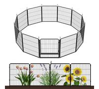 Decorative Garden Fence with Gate 80 cm(H) x 8.2 m(L) 12 Panels, Heavy Duty Metal Animal Barrier Fence for Yard, Flower Bed Fencing, Garden Border Fences, Easy Set Up, Black