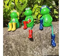 Decorative Garden Frog Figures, Pack of 3 Frog Garden Decoration, Decorative Frog Statue, Animals Frog Ornament, Garden Figure for Outdoors, Resin Statue, Farm, Balcony, Living Room, Office Decoration
