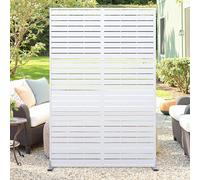 Decorative Garden Privacy Screen with Stand, 183x120cm Large Freestanding Metal Outdoor Divider with Installation Accessories, Trash Can Privacy Fence Screen Panels for Garden Pool Balcony Patio-E
