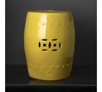 Decorative Garden Stool, Portable Ceramic Side Table, Round Hollow Drum Design for Living Room, Balcony and Garden Use