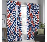 Decorative Geometric Prints Blackout Curtains For Living Room 90 Inch Aztec Style Patterns Curtains For Bedroom Darkening Eyelet Curtain Thermal Insulated Window Curtain Drapes 2 Panel, Navy Blue