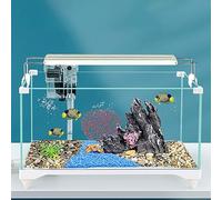 Decorative Glass Fish Tank with Eco Landscaping - Ultra-Clear Desktop Aquarium for Home, Office - Betta Fish Tank with Bottom Drain and LED Light(43cm/16.9in)